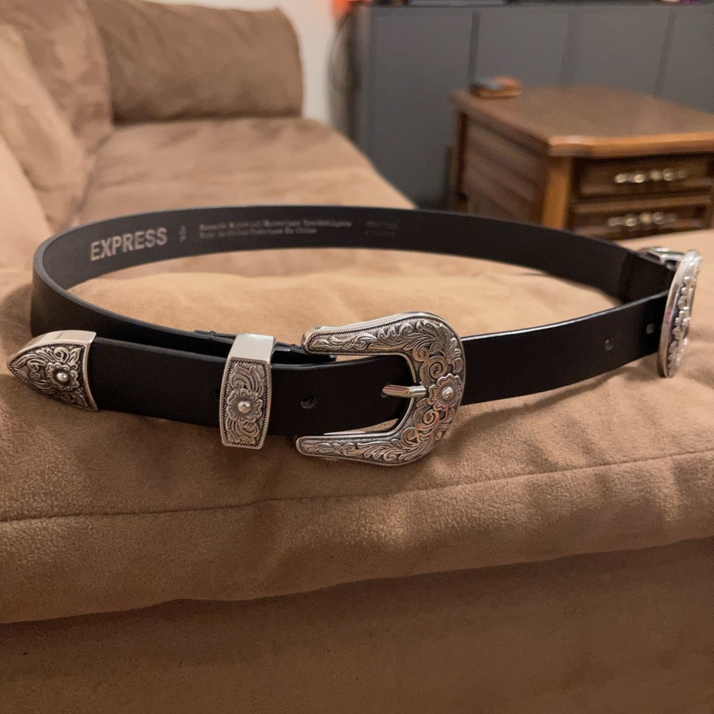 Express Silver Western Double-buckle Belt